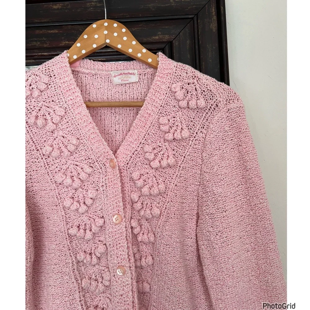 Vintage Hand Made Pink Cardigan - Picture 1 of 3